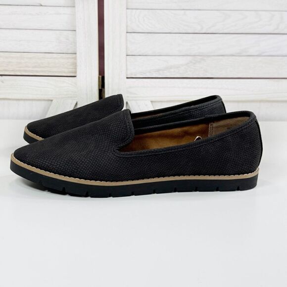 Cliffs Dallis Faux Suede Loafer Shoe Snake Embossed Slip On Black 8.5 - Picture 1 of 11